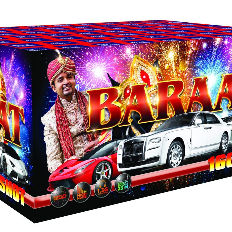 Big Shotter Fireworks Baraat – 160 Shot Compound Cake