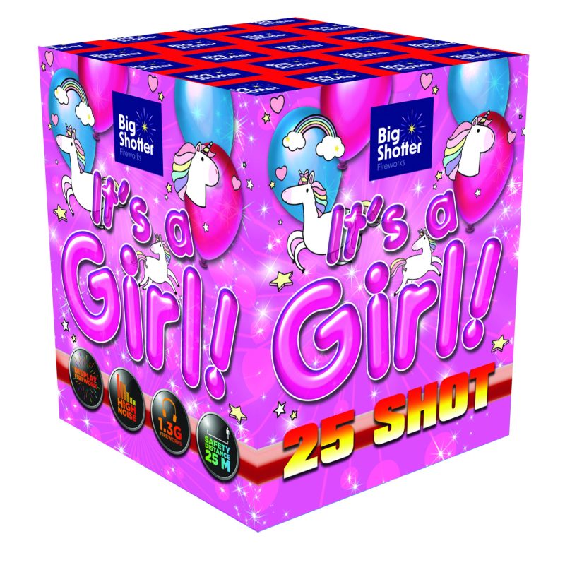 Big Shotter Fireworks It's A Girl! Gender Reveal - 25 Shot Single Ignition