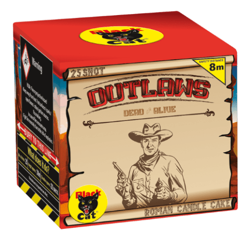 Black Cat Fireworks Outlaws- 25 Shot Roman Candle Cake