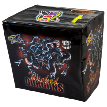 Cosmic Fireworks Wicked Gorgons - 28 Shot Single Ignition Barrage