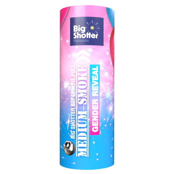 Gender Reveal Pink Medium Smoke Bomb - Big Shotter Fireworks BSF40 Ring Pull