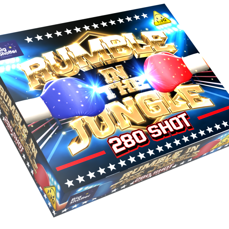 Big Shotter Fireworks Rumble In The Jingle 280 Shot Compound Cake