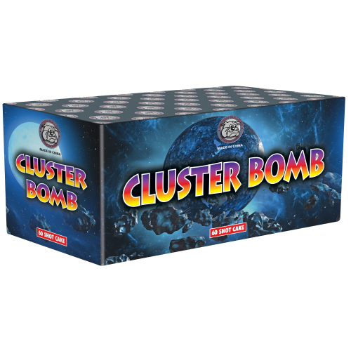 Cluster Bomb 60-shot single ignition barrage with gold comets