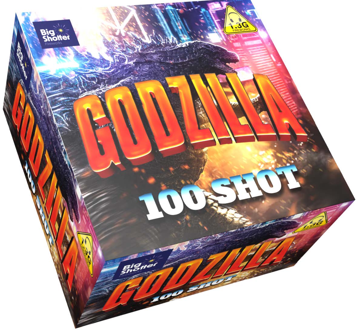 Godzilla 100-shot aerial barrage producing large